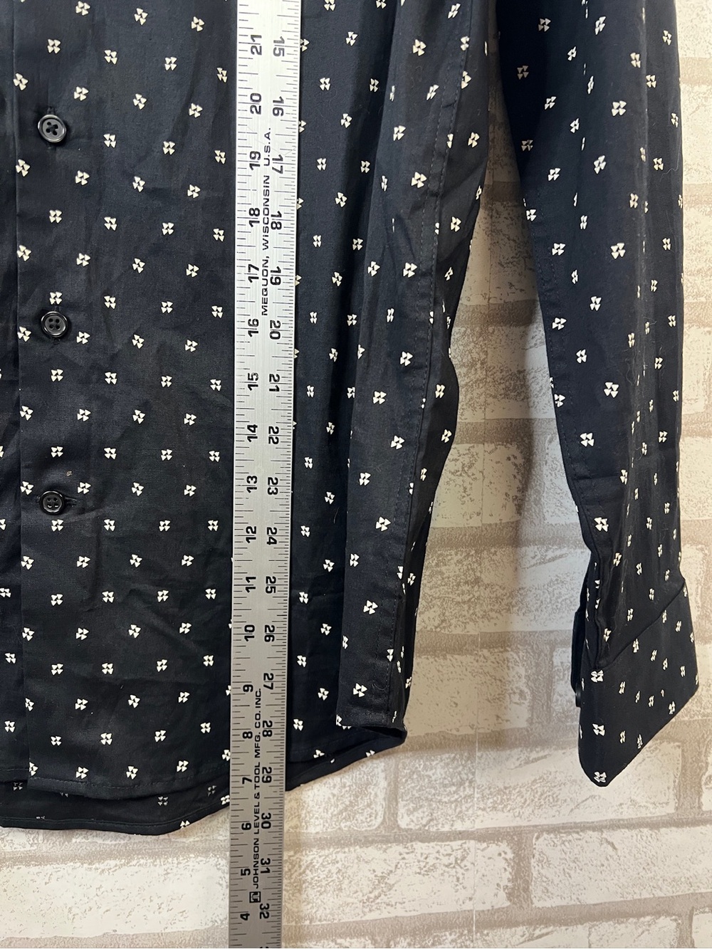 Express Extra Slim 1MX Button-Up Shirt Black Triangle Print Size M - Picture 8 of 8